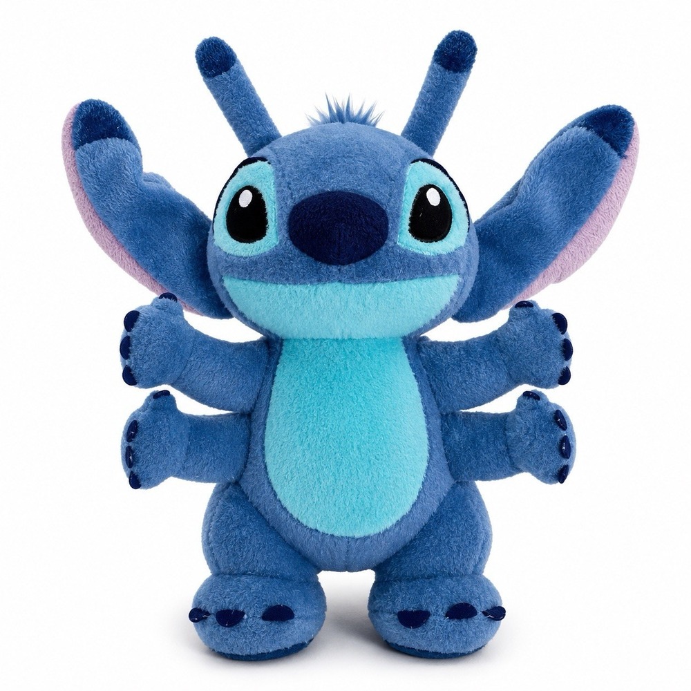 Disney Parks Lilo and Stitch Plush 9" Blue Stuffed Animal Soft Toy Four Arms